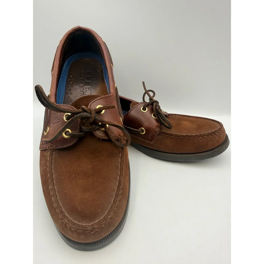 Sperry Top-Sider Mens Authentic Original Brown Leather Suede Boat Shoes 9.5M